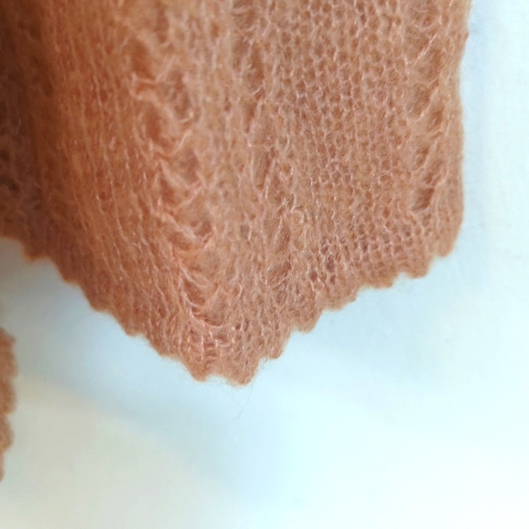 Lillie by James Coviello Blush Satin Tie Pointelle Cardigan Sweater M - Picture 6 of 13